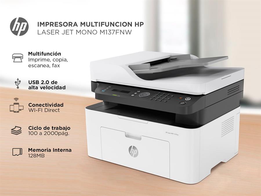 Impresora Laser HP Multifuncion M137FNW