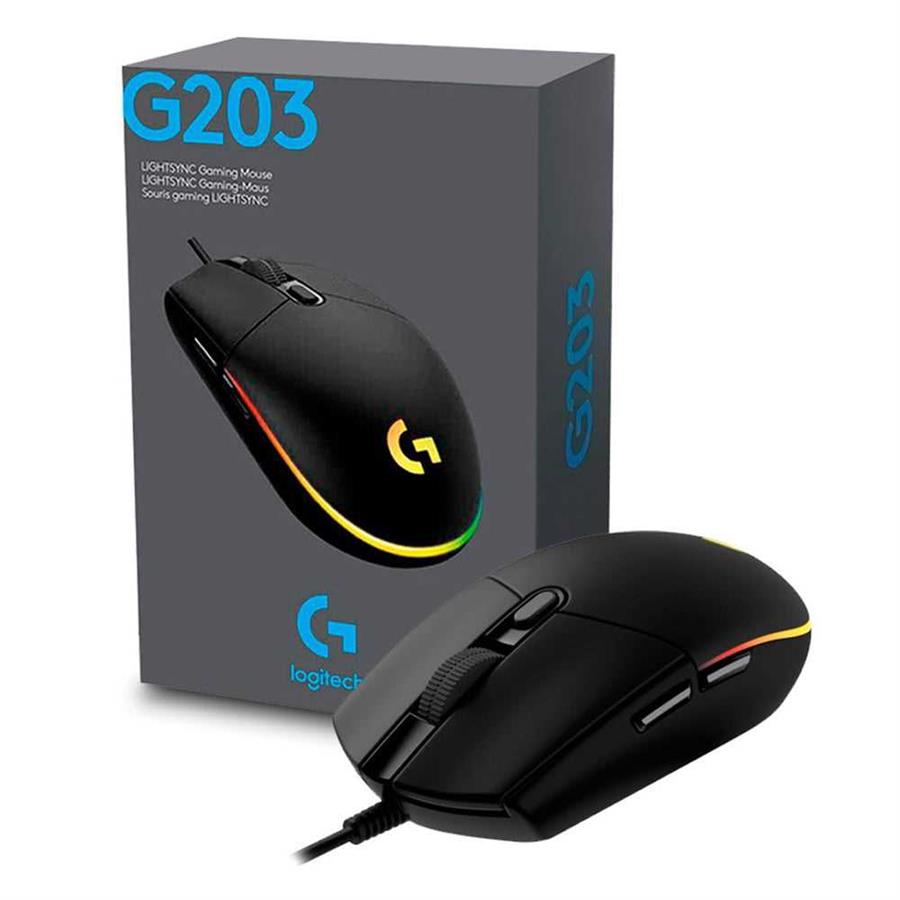 Mouse Gamer Logitech G203 Lightsync Black RGB