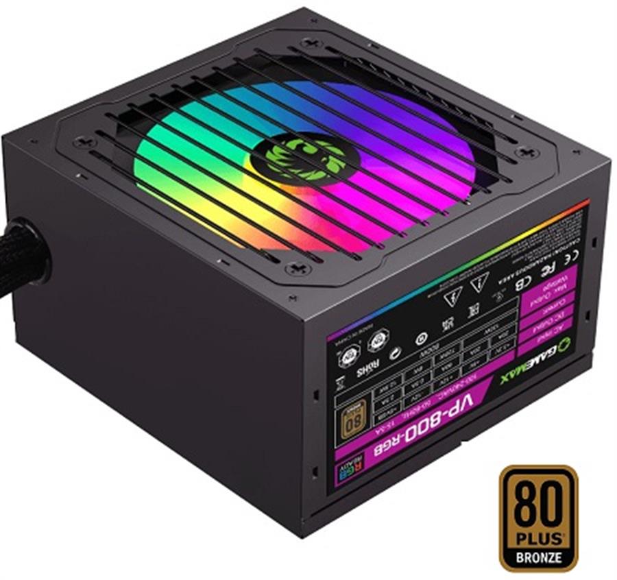 FUENTE 800W GAMEMAX 80 PLUS BRONZE VP-800-M-RGB