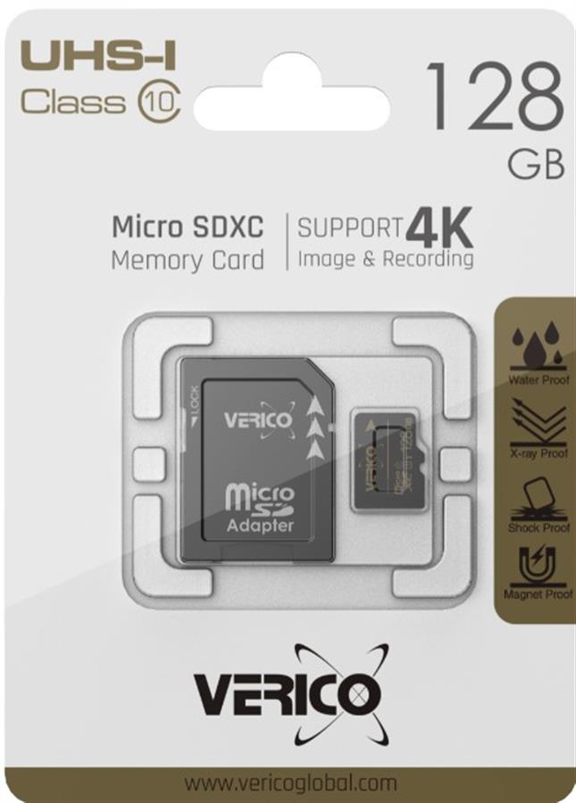 Memoria MicroSD 128GB Clase 10 VERICO UHS-I c/adaptador