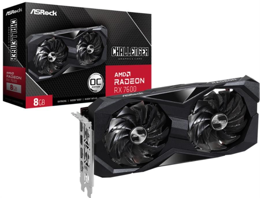 Placa Video Radeon RX 7600 ASROCK Challenger 8GB OC
