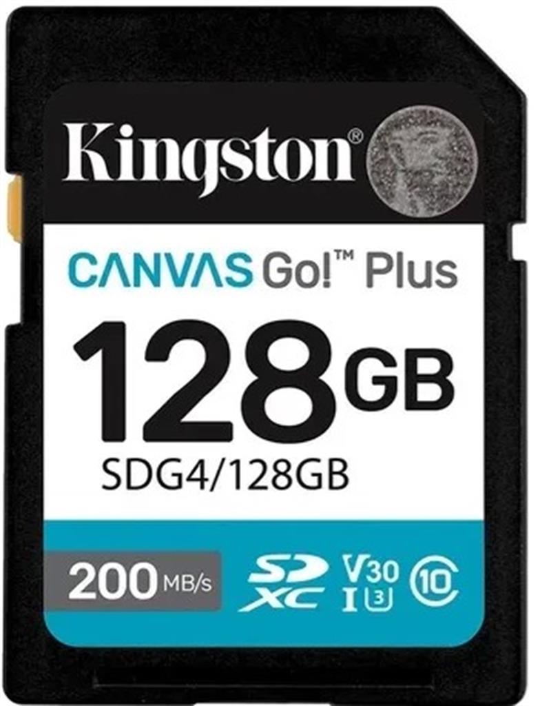 Memoria SD KINGSTON 128GB Canvas Go Plus SDXC Gen4 C10 UHS-I U3 V30 200MB/s