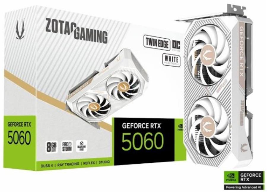 Placa de Video GeForce RTX 5060 8GB GDDR7 ZOTAC TWIN EDGE OC WHITE