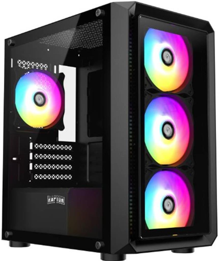 Gabinete Raptor Infinity Glass TG x2 Mid-Tower RGB Fan x4