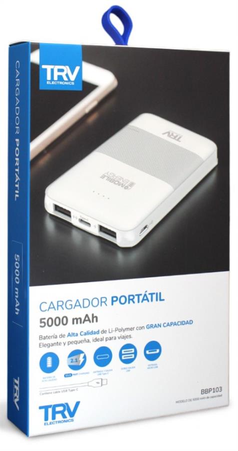 Cargador Portatil 5000Ma TRV Bbp103 Usb A/micro/type C