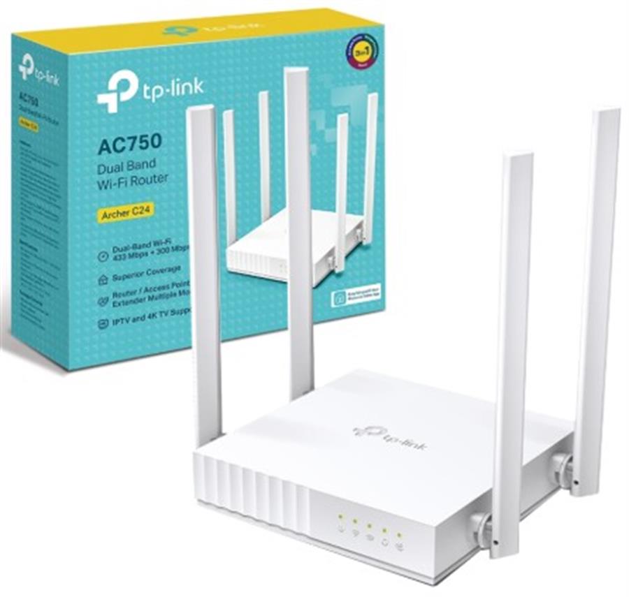 ROUTER WIFI TP-LINK ARCHER C24 AC750 4 Ant Agile Cfg Dual Band