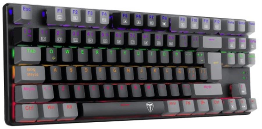 Teclado Mecanico T-Dagger Bora Black Grey Lite T-TGK313BG-LIT wired rainbow