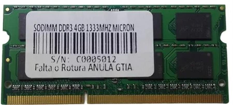 Memoria DDR3 4GB 1333mhz 1.35v Micron Notebook Sodimm